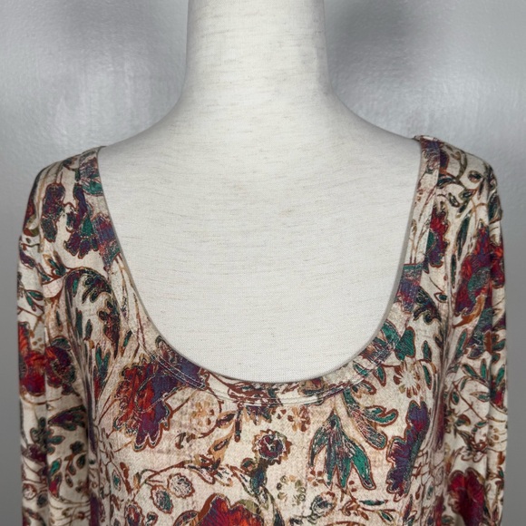 Peruvian Connection Floral “Lucine Jersey Dress” 3/4 Sleeve Pockets Midi Size L - Picture 3 of 11